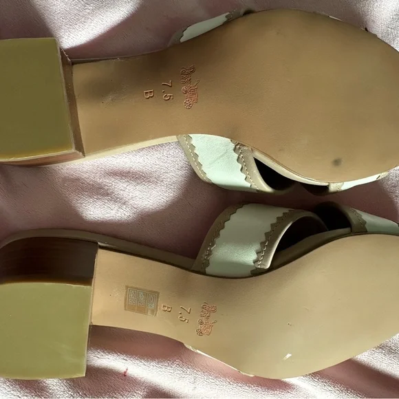 Coach Cream and Tan Crisscross Slide Mules - Picture 4 of 4